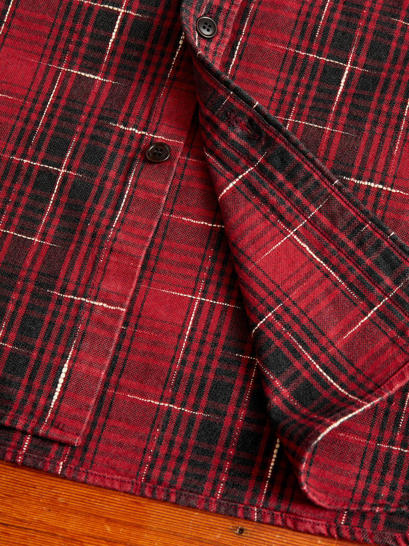 "Midare Kasuri" Heavyweight Flannel Overshirt in Red