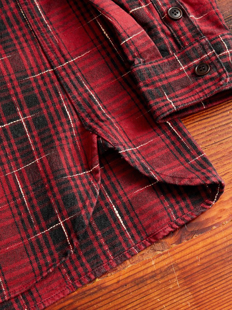 "Midare Kasuri" Heavyweight Flannel Overshirt in Red