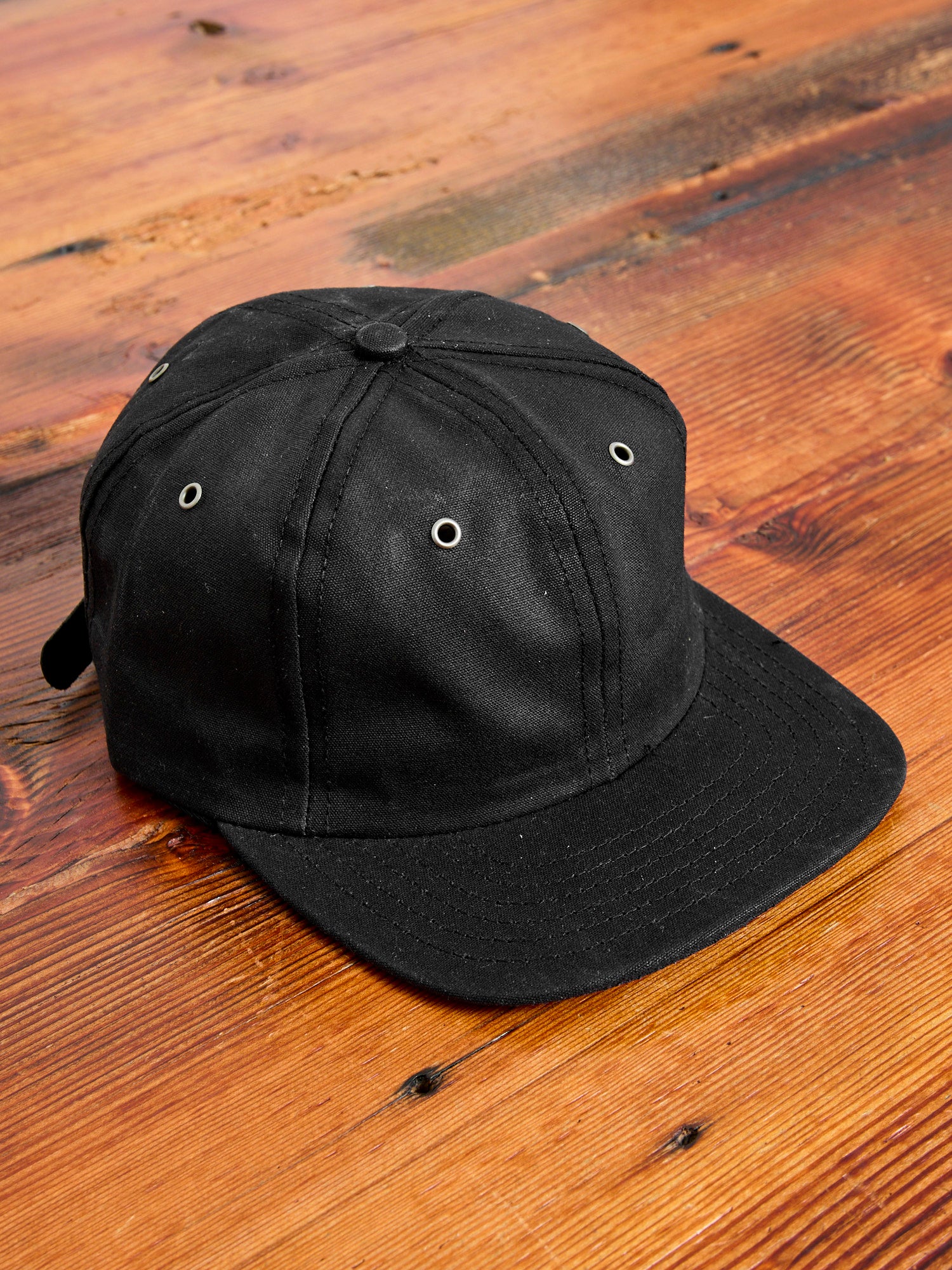 Waxed Canvas Baseball Cap in Black Blue Owl Workshop