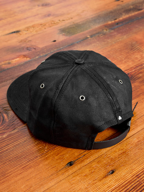 Waxed Canvas Baseball Cap in Black