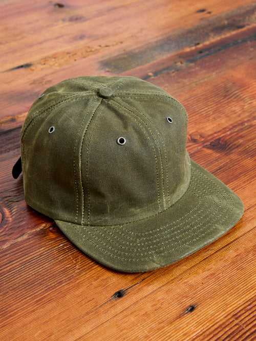 Waxed Canvas Baseball Cap in Olive