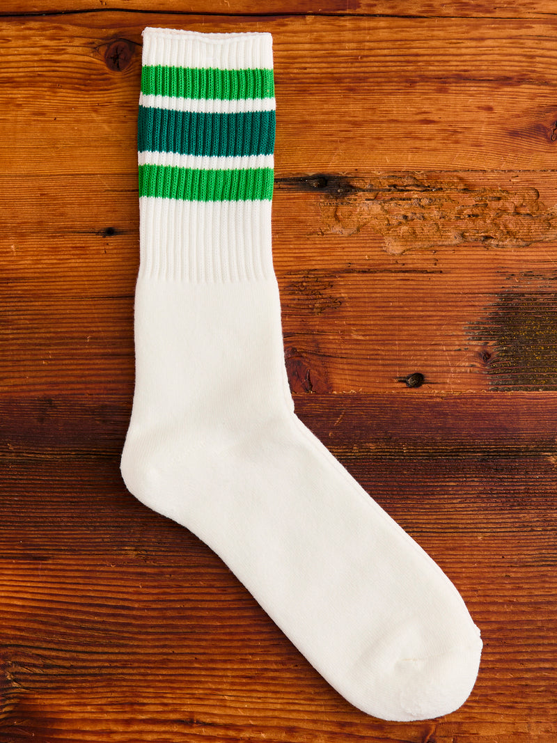 3 Line Crew Length Sock in Green