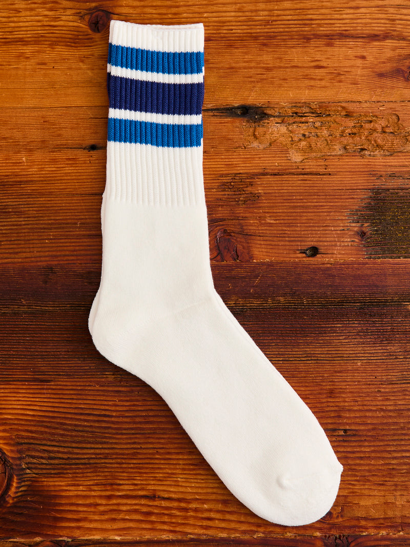 3 Line Crew Length Sock in Navy