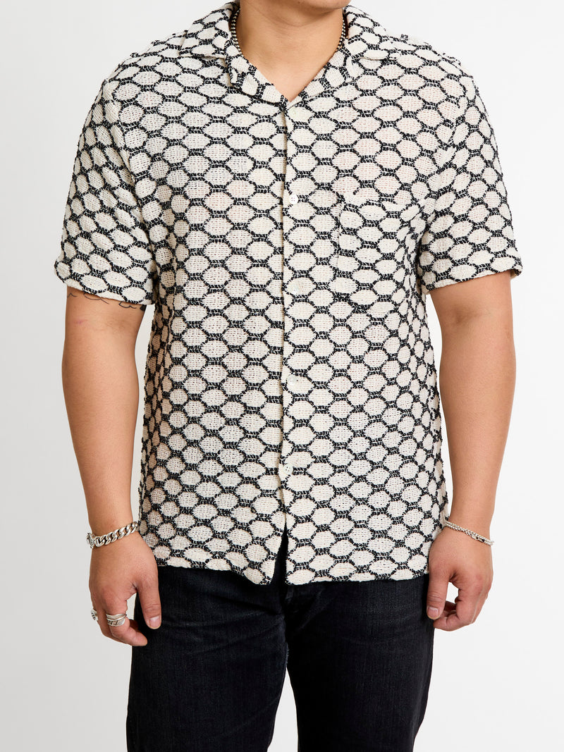 Net Button-Up Shirt in Black