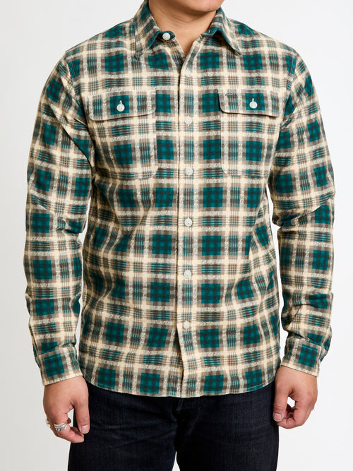 Plaid Print Chamois Workshirt in Green Multi