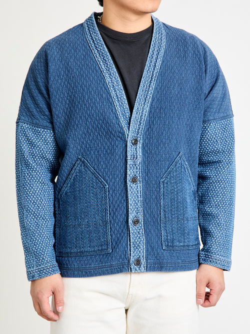 Sashiko Cardigan in Indigo 3-Year Wash