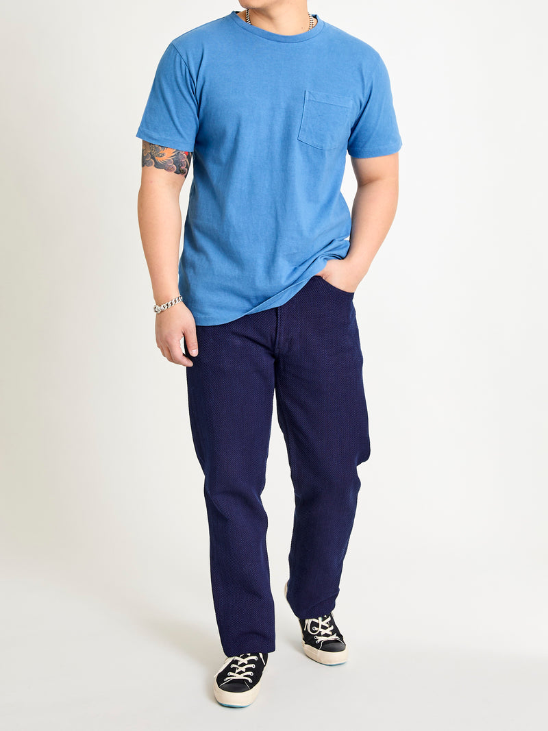 "Bamboo and Tiger" Bassen Pocket T-Shirt in Indigo