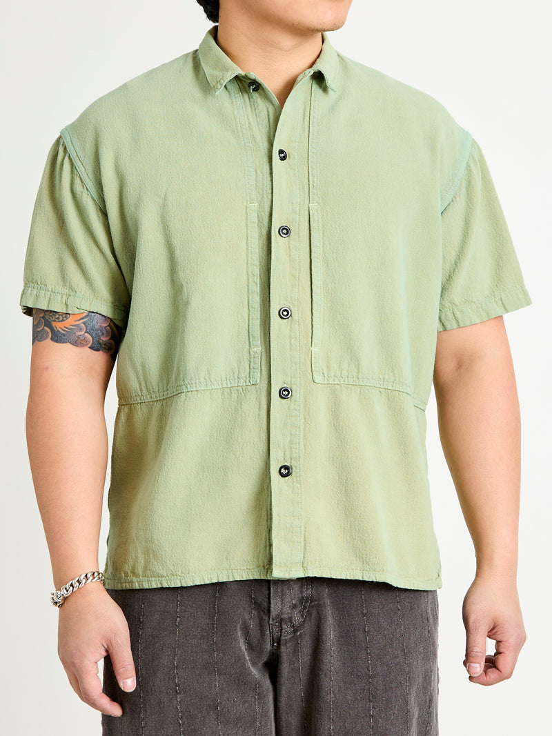 479 Short Sleeve Square Tail Yoke Shirt in Khaki