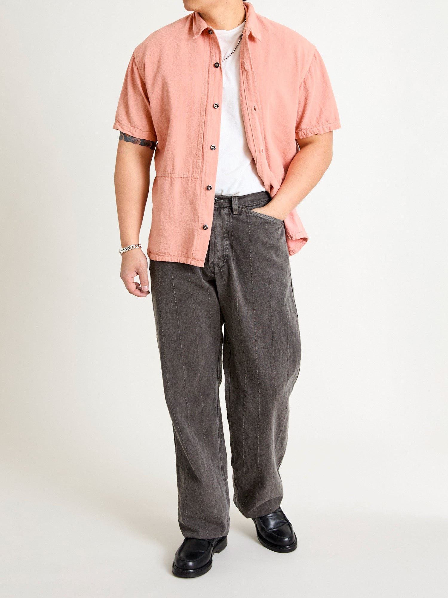 479 Short Sleeve Square Tail Yoke Shirt in Madder