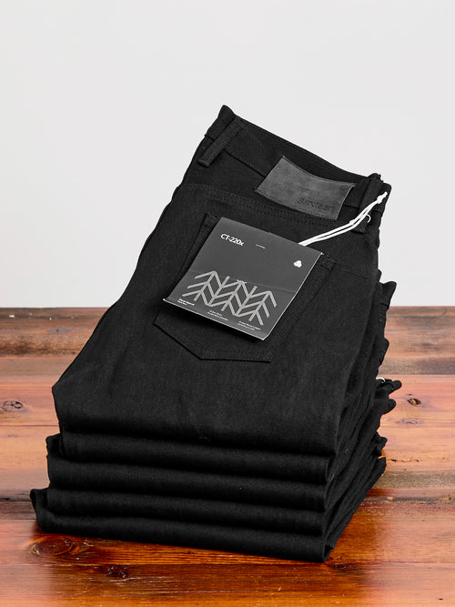 CT-220x Solid Black 14.5oz Selvedge Denim - Classic Tapered Fit