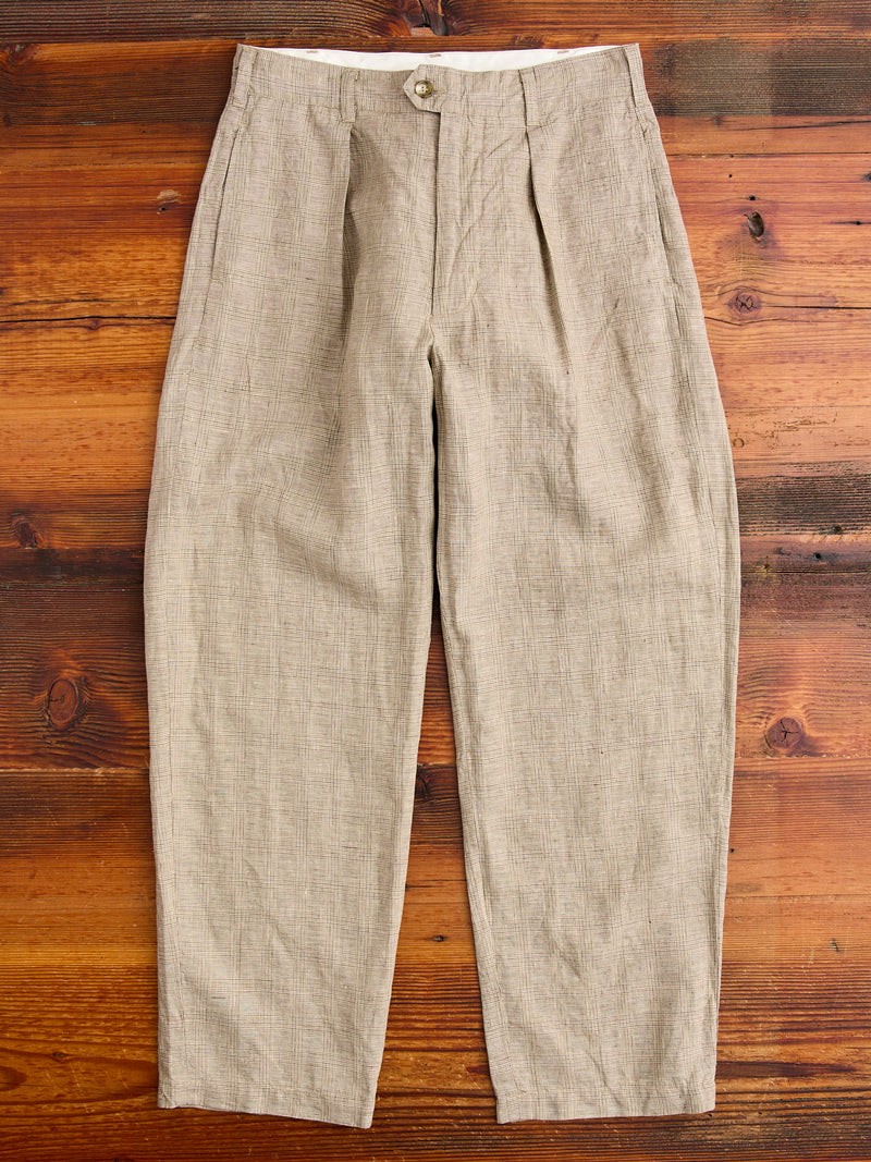 Carlyle Pants in Beige Linen Glen Plaid