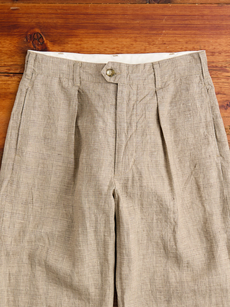 Carlyle Pants in Beige Linen Glen Plaid