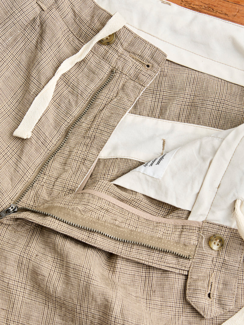 Carlyle Pants in Beige Linen Glen Plaid