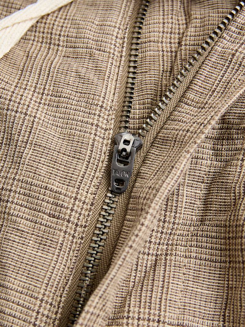 Carlyle Pants in Beige Linen Glen Plaid