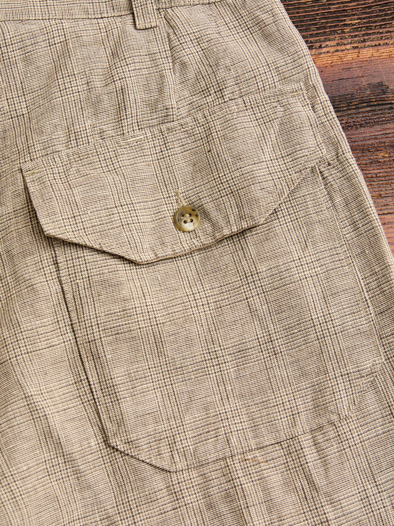 Carlyle Pants in Beige Linen Glen Plaid