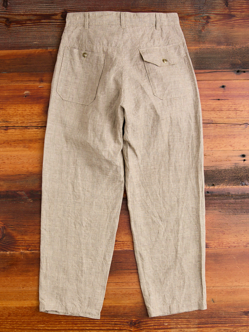 Carlyle Pants in Beige Linen Glen Plaid