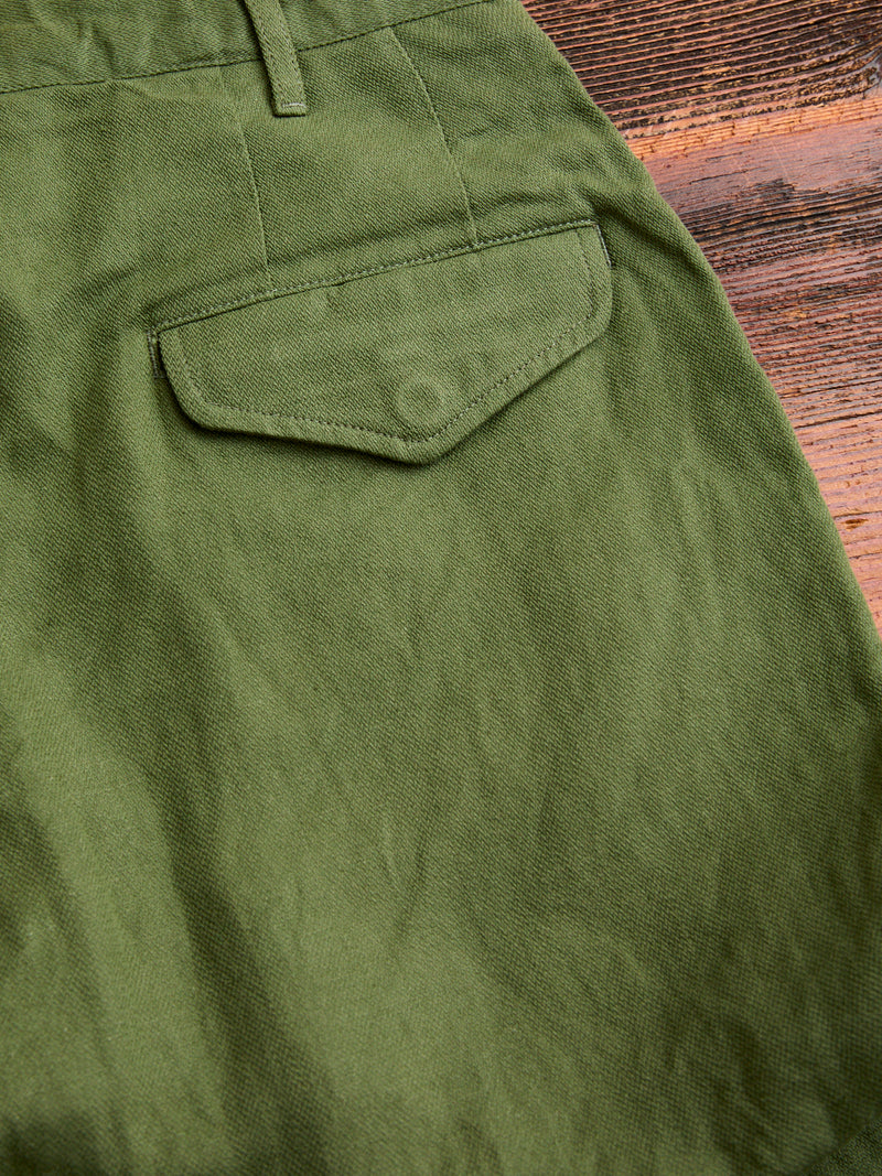 Officer Pants in Olive Cotton Hemp Satin