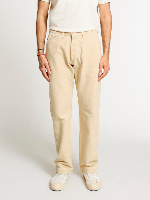 Rustic Plainweave Flat Front Chino in Natural