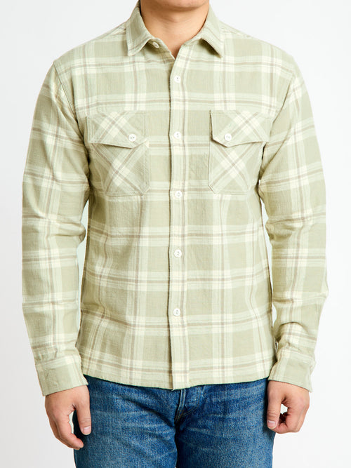 Crosscut Flannel in Seafoam Slub Check