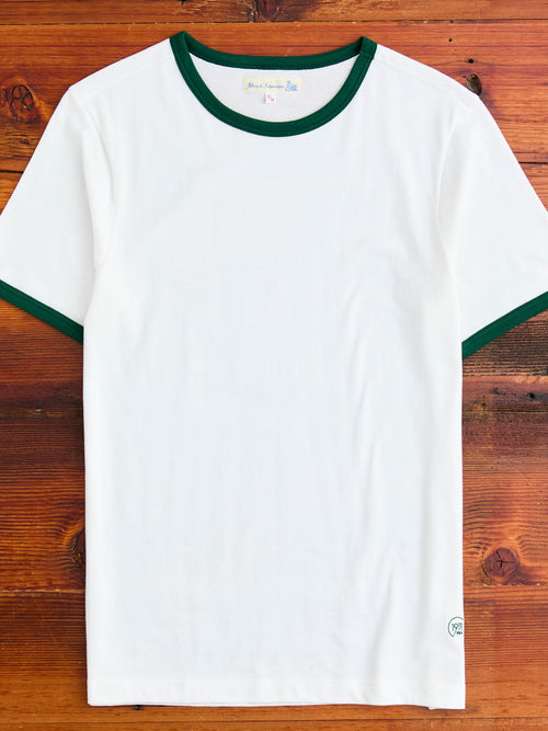 C1950s "Good Originals" 5.5oz Loopwheel T-Shirt in Green/White