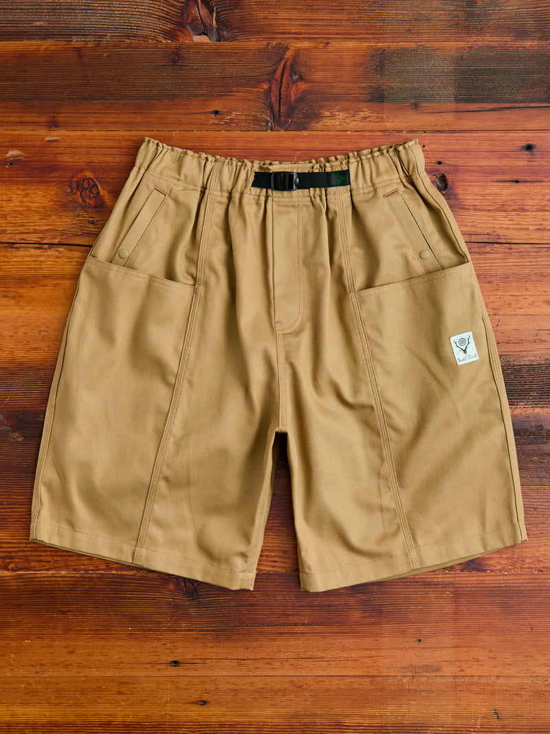 Cotton Twill Belted C.S Shorts in Khaki