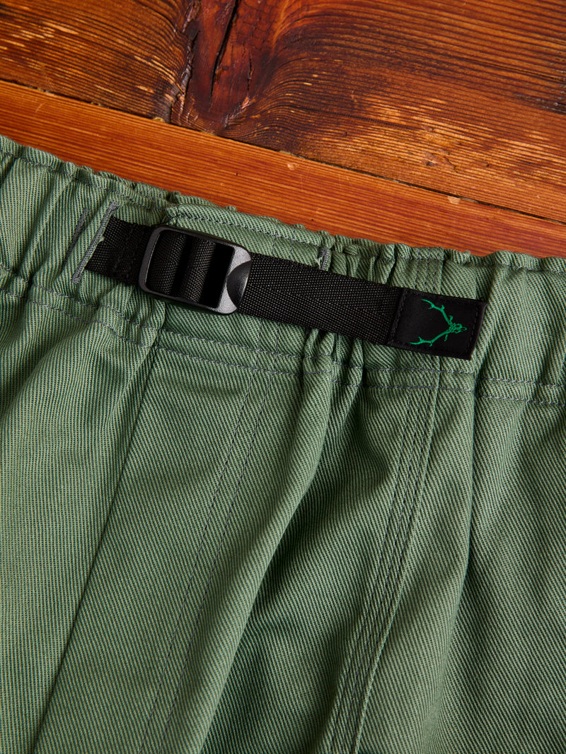 Cotton Twill Belted C.S Shorts in Moss Green