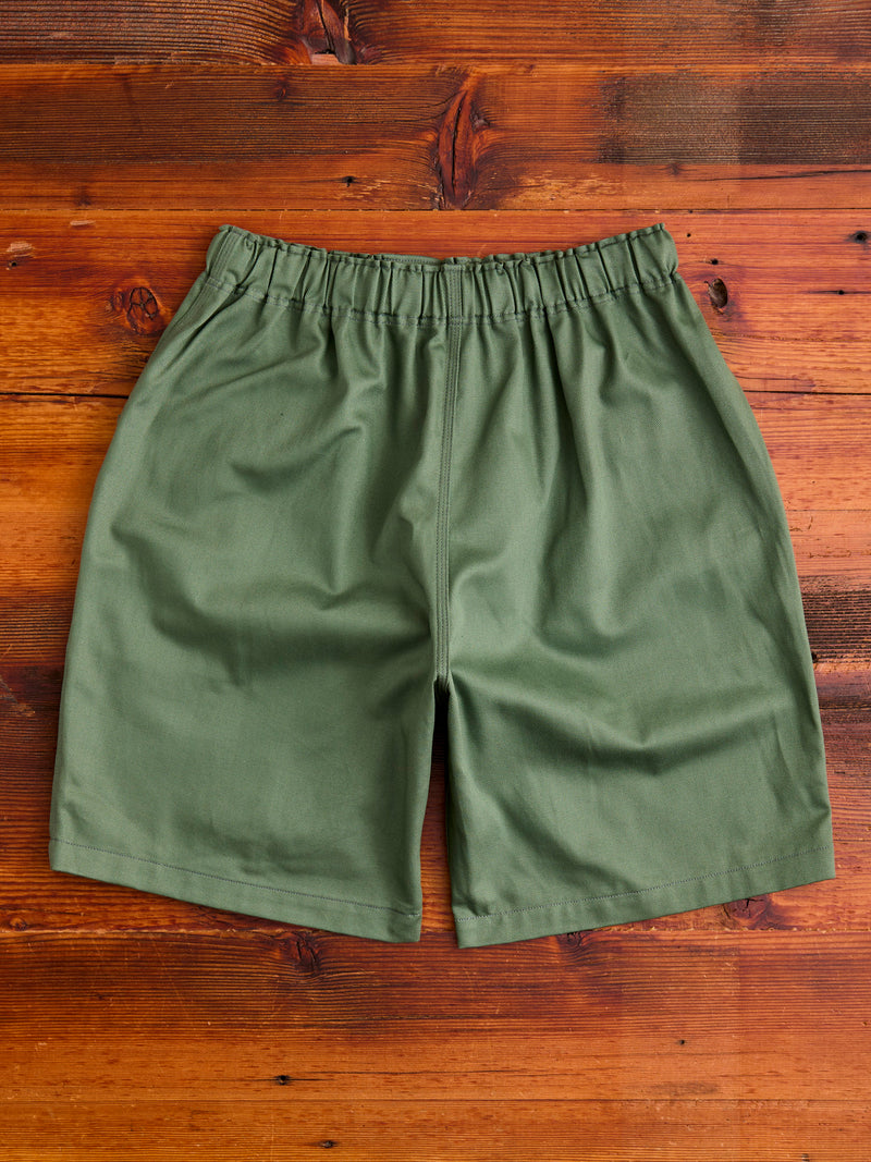 Cotton Twill Belted C.S Shorts in Moss Green