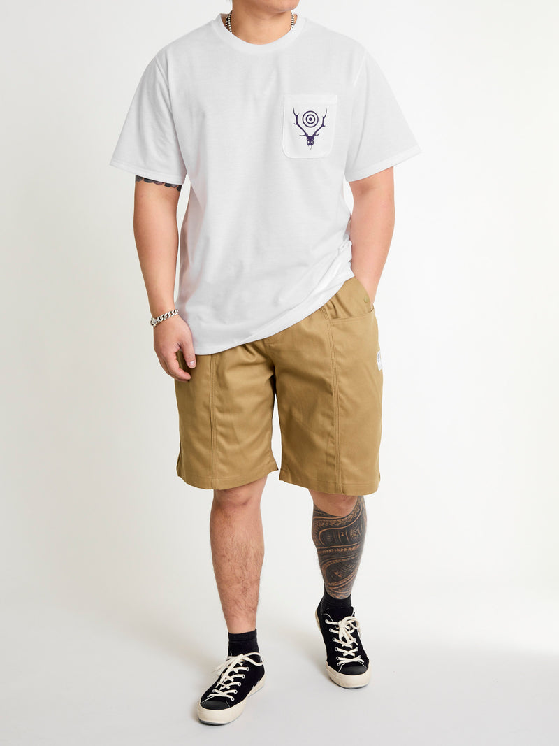 Cotton Twill Belted C.S Shorts in Khaki