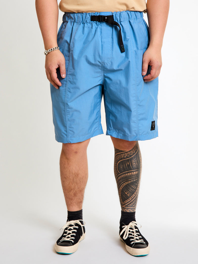 Nylon Taffeta Belted C.S Shorts in Sax Blue