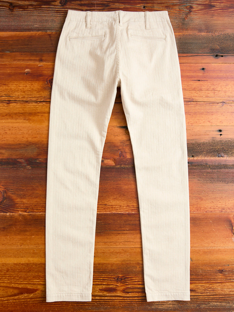 Stretch Herringbone Trousers in Heather Beige