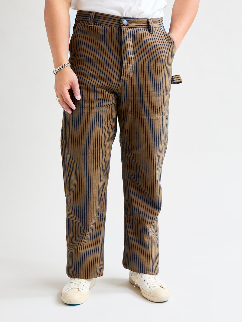 Ortega Pant in Brown Herringbone Dobby