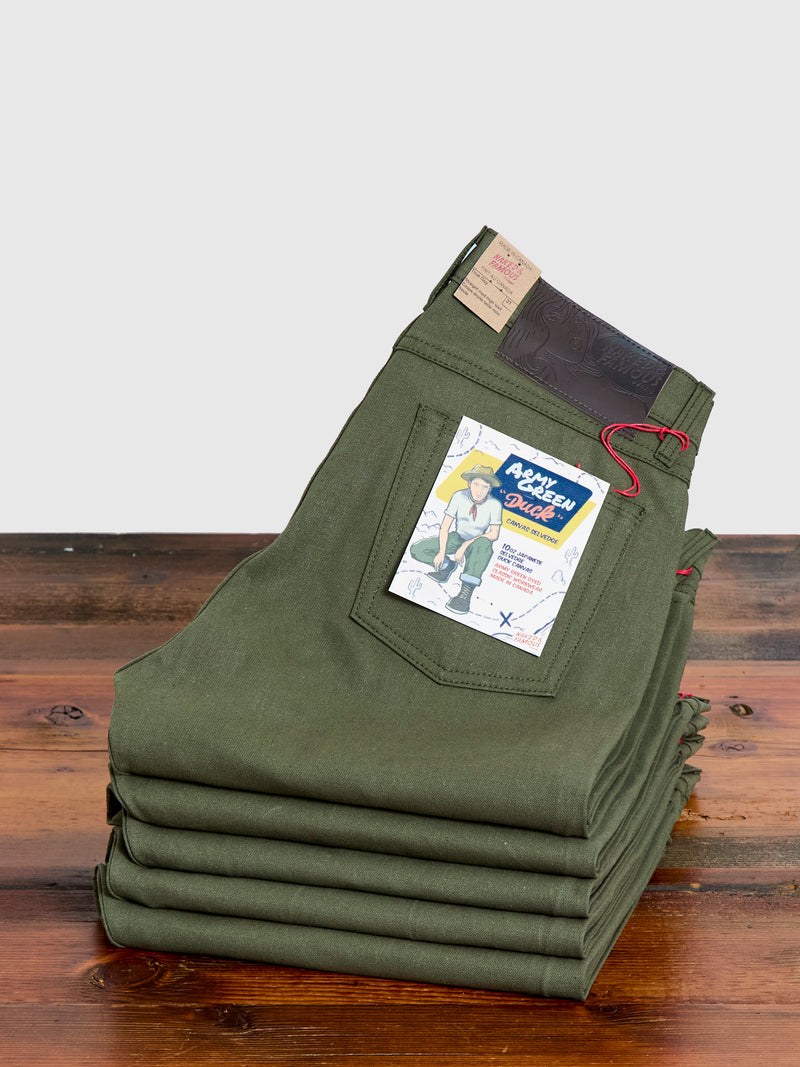 10oz Selvedge Army Green Duck Canvas - True Guy Fit