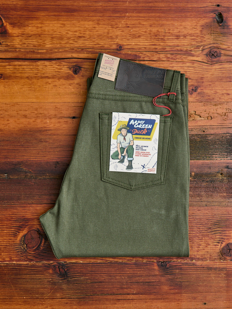 10oz Selvedge Army Green Duck Canvas - True Guy Fit