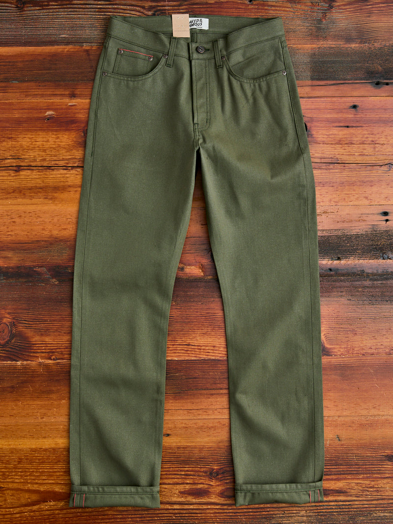 10oz Selvedge Army Green Duck Canvas - True Guy Fit