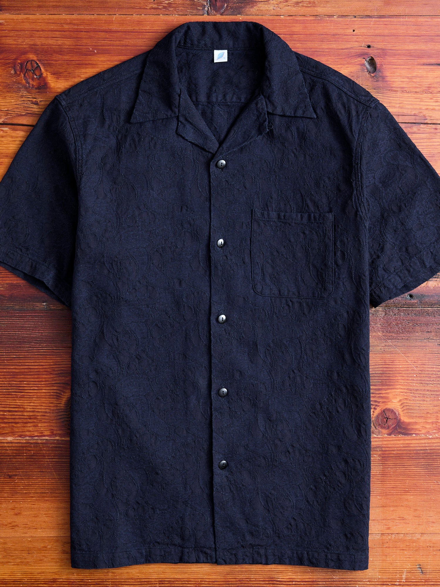 Jacquard Open Collar Shirt in Indigo Paisley – Blue Owl Workshop