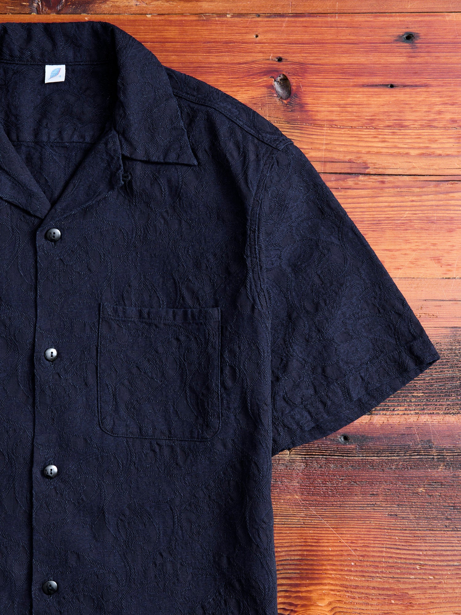 Jacquard Open Collar Shirt in Indigo Paisley – Blue Owl Workshop