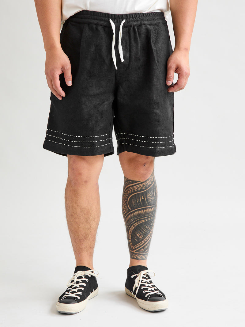 Club Short in Black Hand Stitch