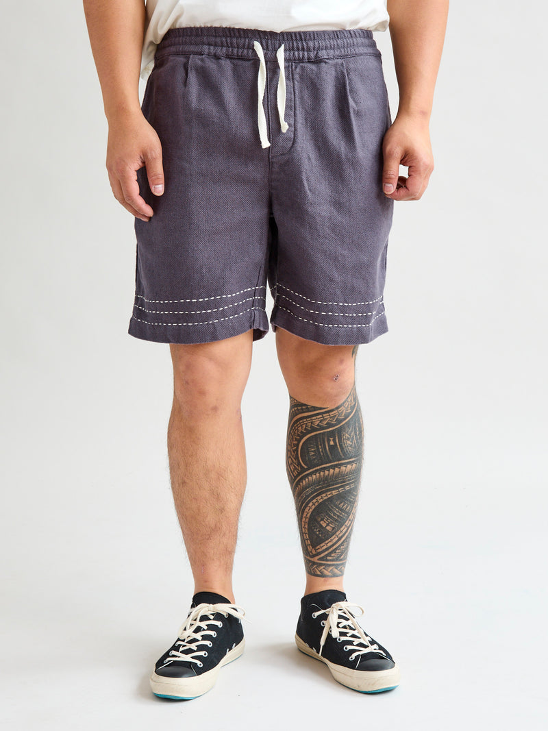 Club Short in Plum Hand Stitch