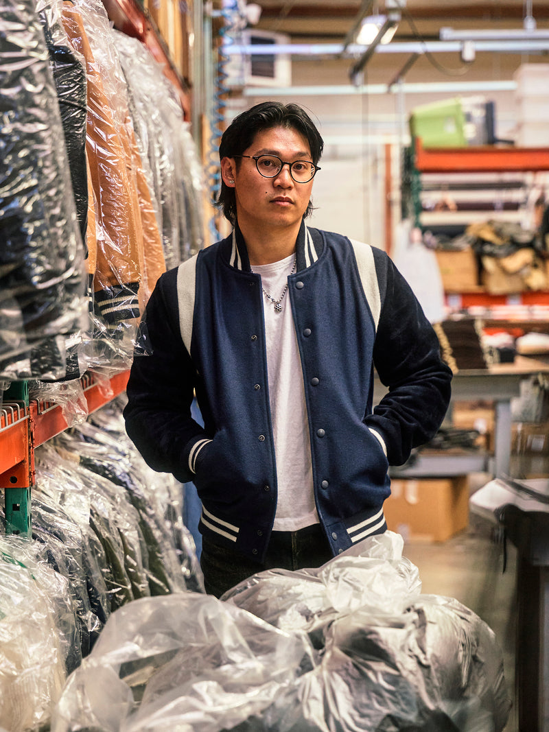 "15th Anniversary" Varsity Jacket in Indigo Roughout