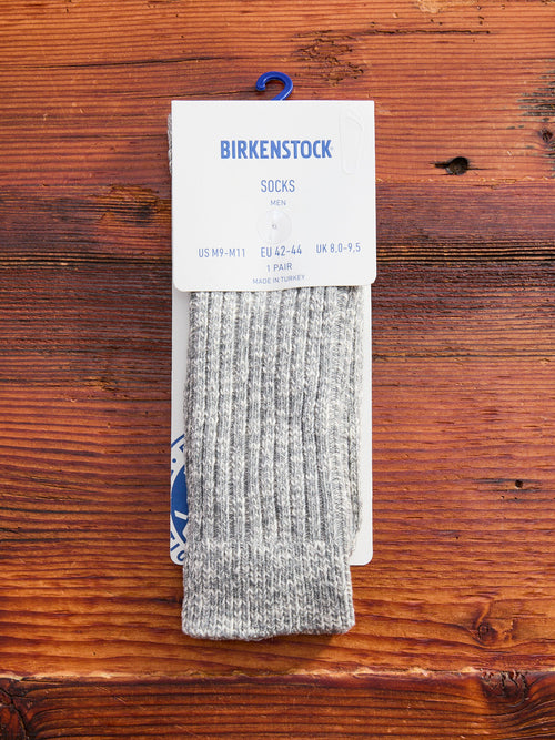 Cotton Slub Crew Sock in Grey