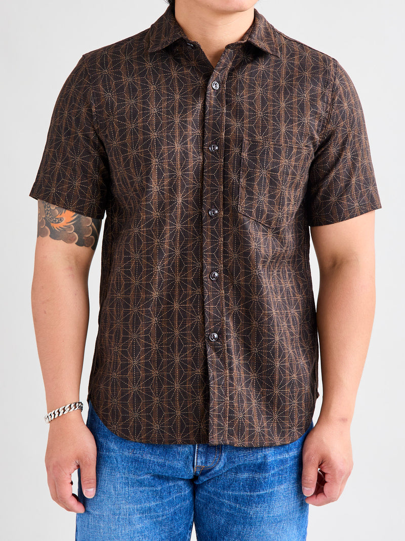 "Asanoha Star" Oxford Shirt in Brown