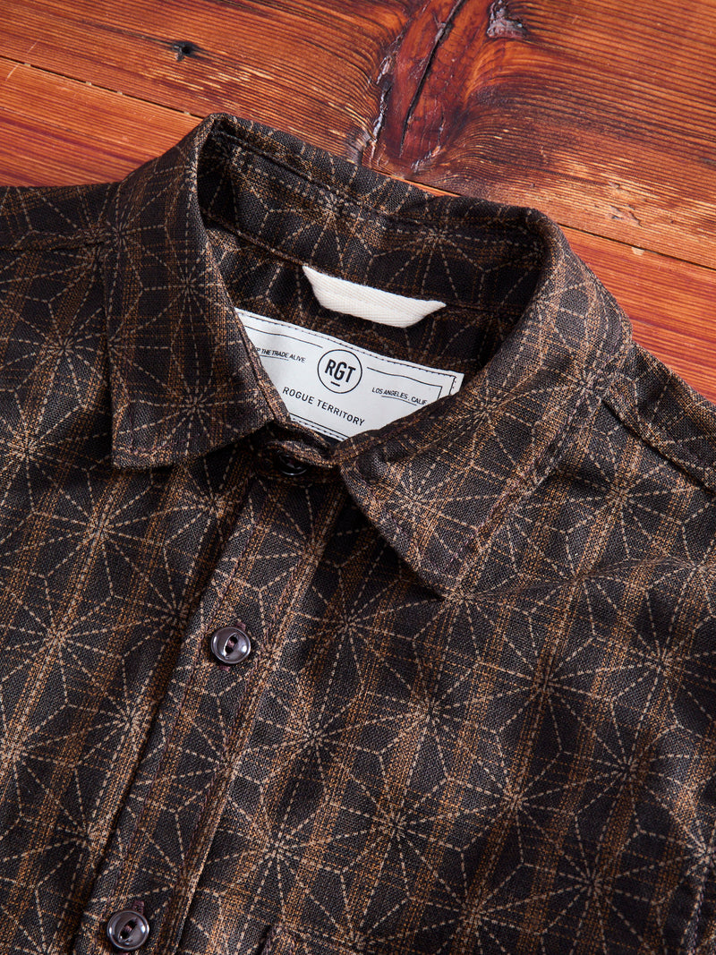 "Asanoha Star" Oxford Shirt in Brown