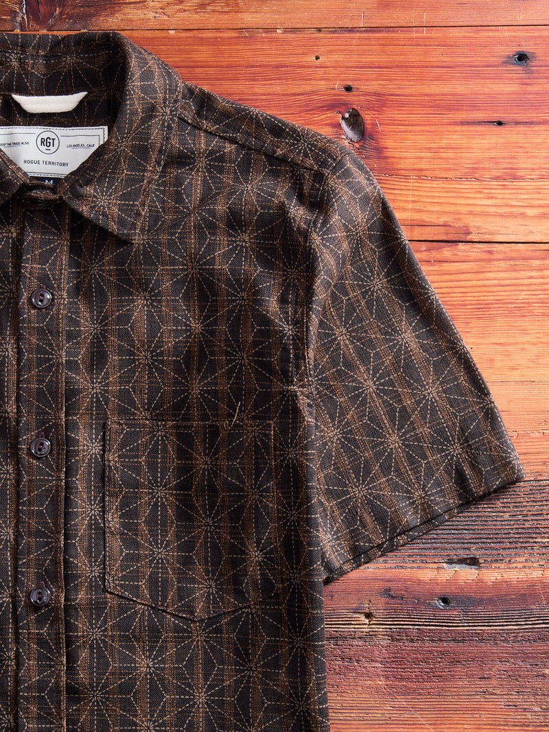 "Asanoha Star" Oxford Shirt in Brown