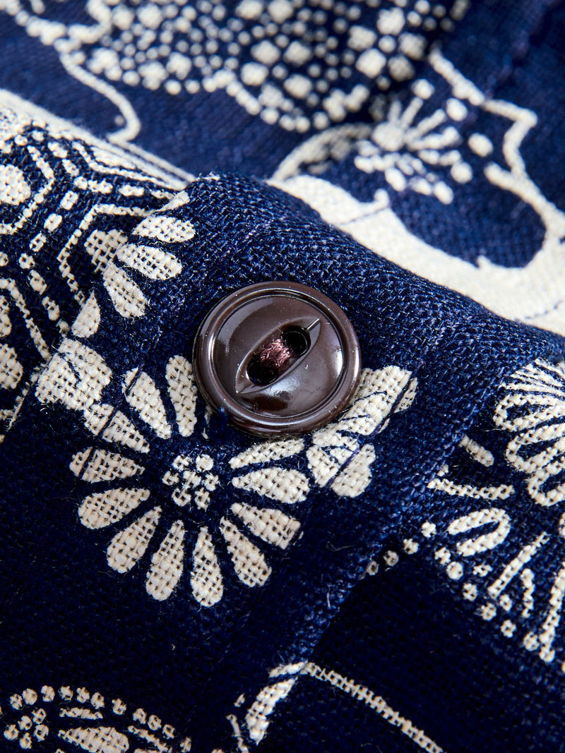 "Floral Cloud" Oxford Shirt in Navy