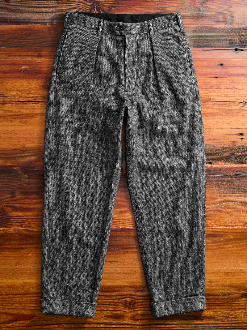 Wool Herringbone Carlyle Pants in Grey