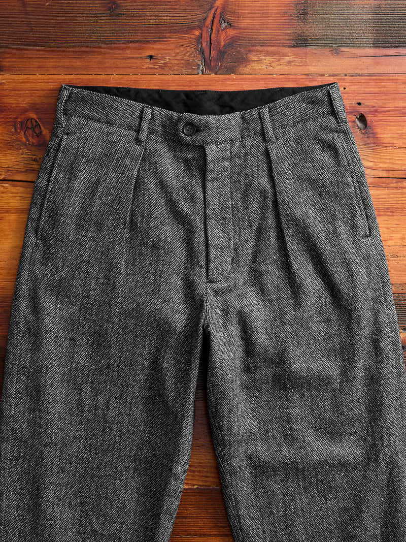 Wool Herringbone Carlyle Pants in Grey