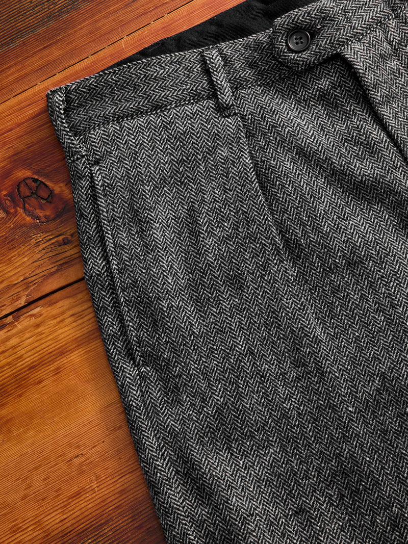 Wool Herringbone Carlyle Pants in Grey