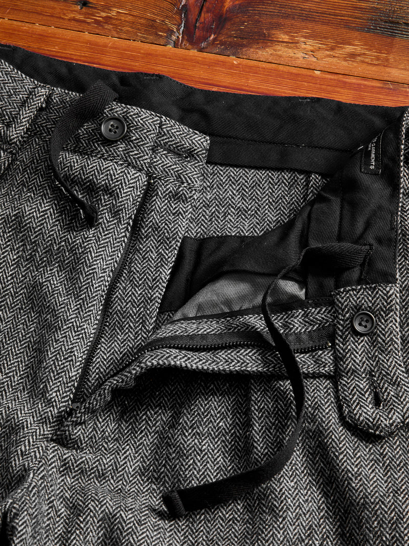 Wool Herringbone Carlyle Pants in Grey