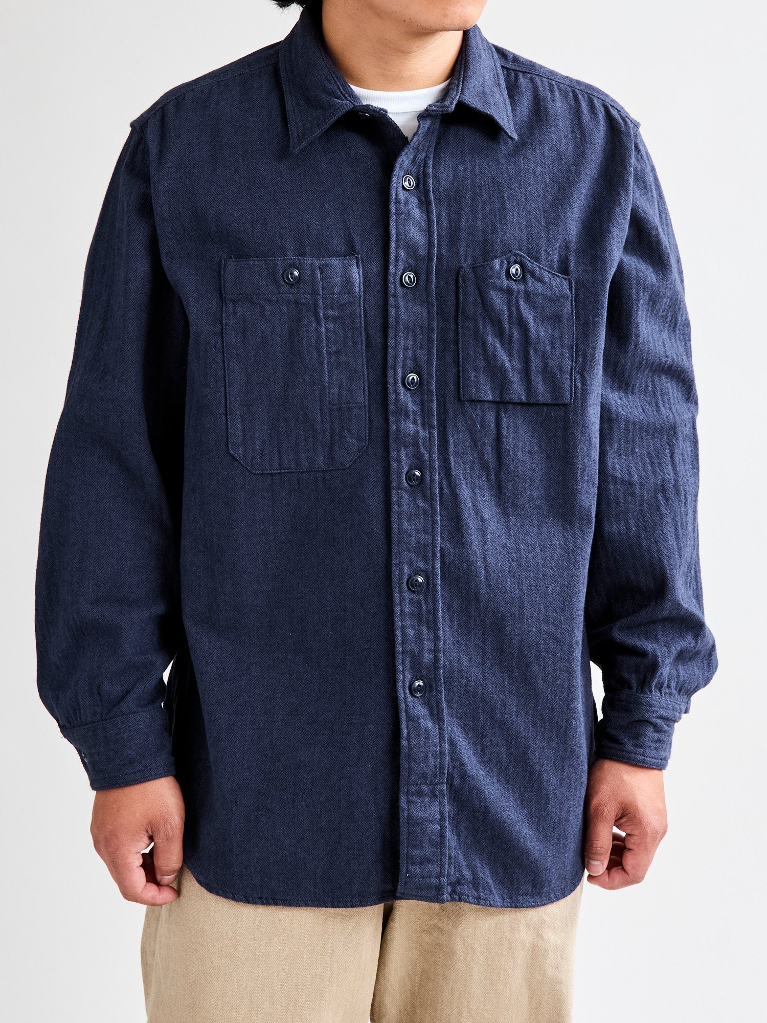 Herringbone Work Shirt in Navy