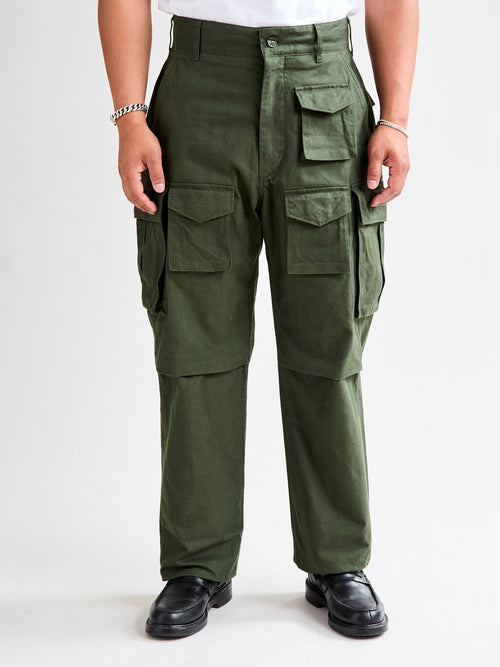 Brushed Herringbone FA Flight Cargo Pants in Olive